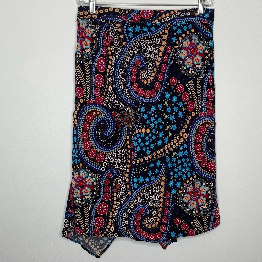 Context Exclusively at Lord & Taylor Floral Paisley Faux Wrap Linen Blend Skirt - Picture 9 of 16